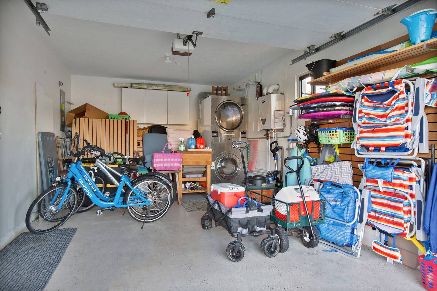 Relaxing Beach Retreat — Garage with beach gear